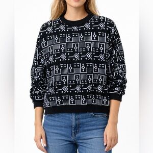 Chic Black and White Patterned Sweater